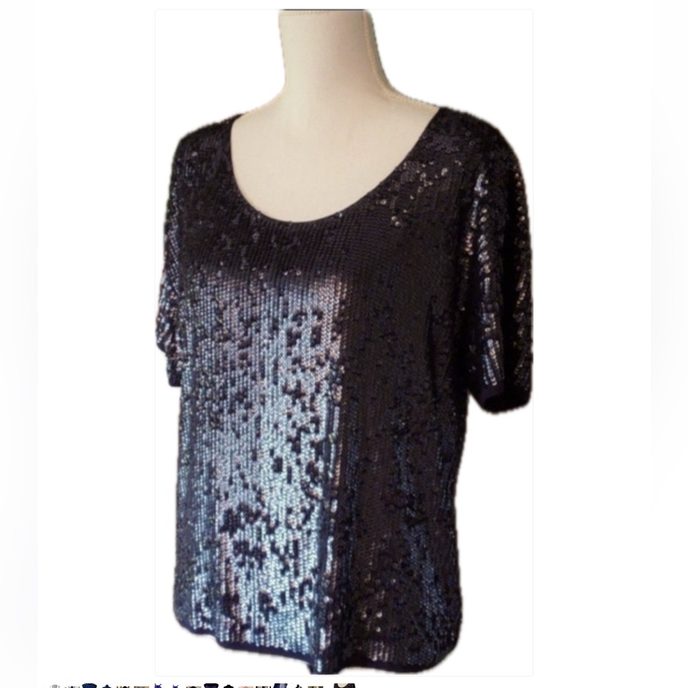 J Crew midnight blue sequin top.